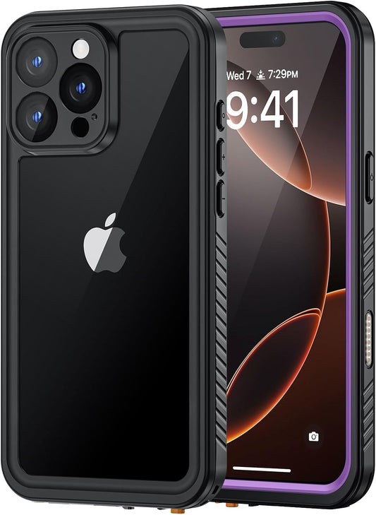 Lanhiem for iPhone 16 Pro Max Case, IP68 Waterproof Dustproof Shockproof Cases with Built-in Screen Protector, Full Body Heavy Duty Rugged Phone Cover for iPhone 16 Pro Max - 6.9 inch (Purple)
