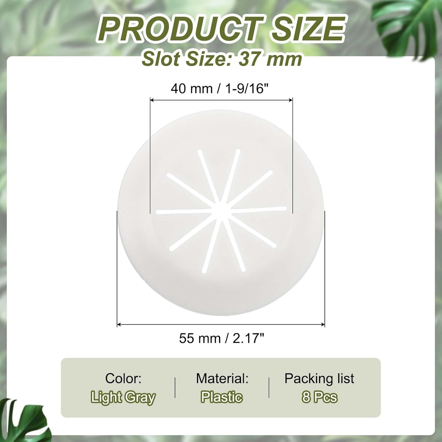 PATIKIL Desk Grommet 1-9/16", 8 Pcs Round Cable Grommet Cord Hole Cover with Adhesive Tape Flexible Table Wire Organizer for Office Home Table Countertop, Light Gray