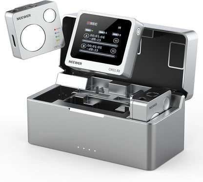 Neewer CM31 Wireless Lavalier Microphone with 8GB Storage 820ft Range 48KHz 24Bit Noise Cancelling Compatible with iPhone iPad Android PC Camera YouTube/TikTok Stream Podcast Interview