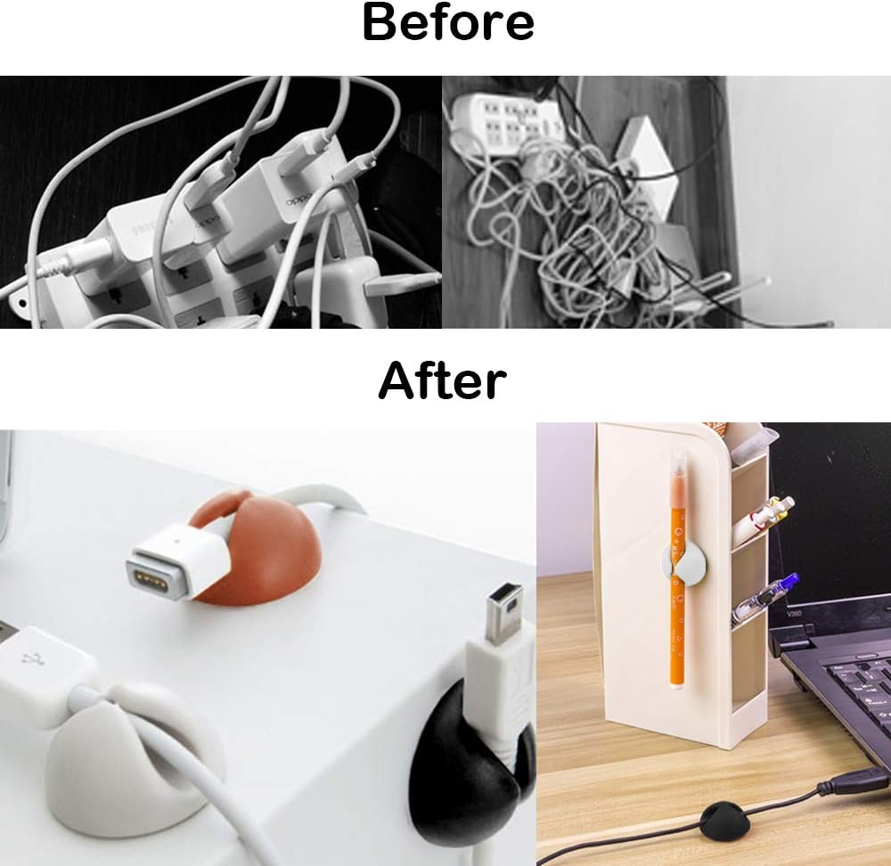 SourceTon 2 Packs Aluminum Headphone Stand Hanger and 6 Cable Clips, 2 Headset Holder Mount (Black and Silver) and 6 Cable Organizers with Strong Adhesive Tape and Screws for Headphones