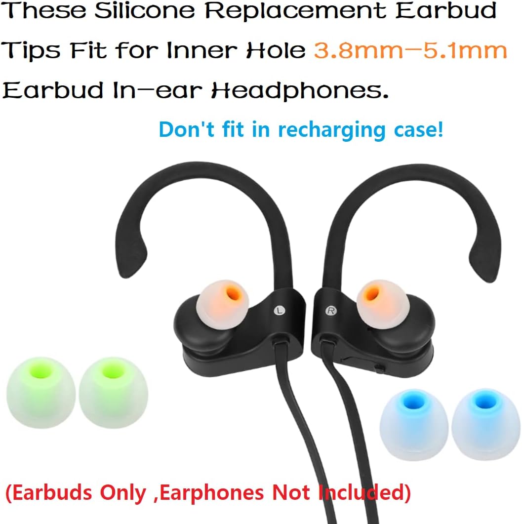 Earbud Tips Earbud Replacement Pieces Silicone Soft and Comfortable Compatible with Senso, Tozo, Sony & Other Inner Hole 3.8mm -5.1mm Earbud in-Ear Headphones 9 Pairs S/M/L