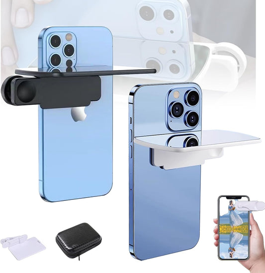 Mirror Effect Lens - Capture Stunning Reflections Instantly, Smartphone Camera Mirror Reflection Clip Kit, Adjustable HD Glass Smartphone Photography Flip Mirror, for Travel Photography (Black+White)