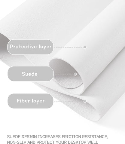YSAGi Non-Slip Leather Desk Pad, Waterproof Laptop Computer Desk Keyboard Mat, Table Protector Blotter Mat, Large Mouse Pad for Office/Work/Home/Decor(White, 23.6" x 13.7")