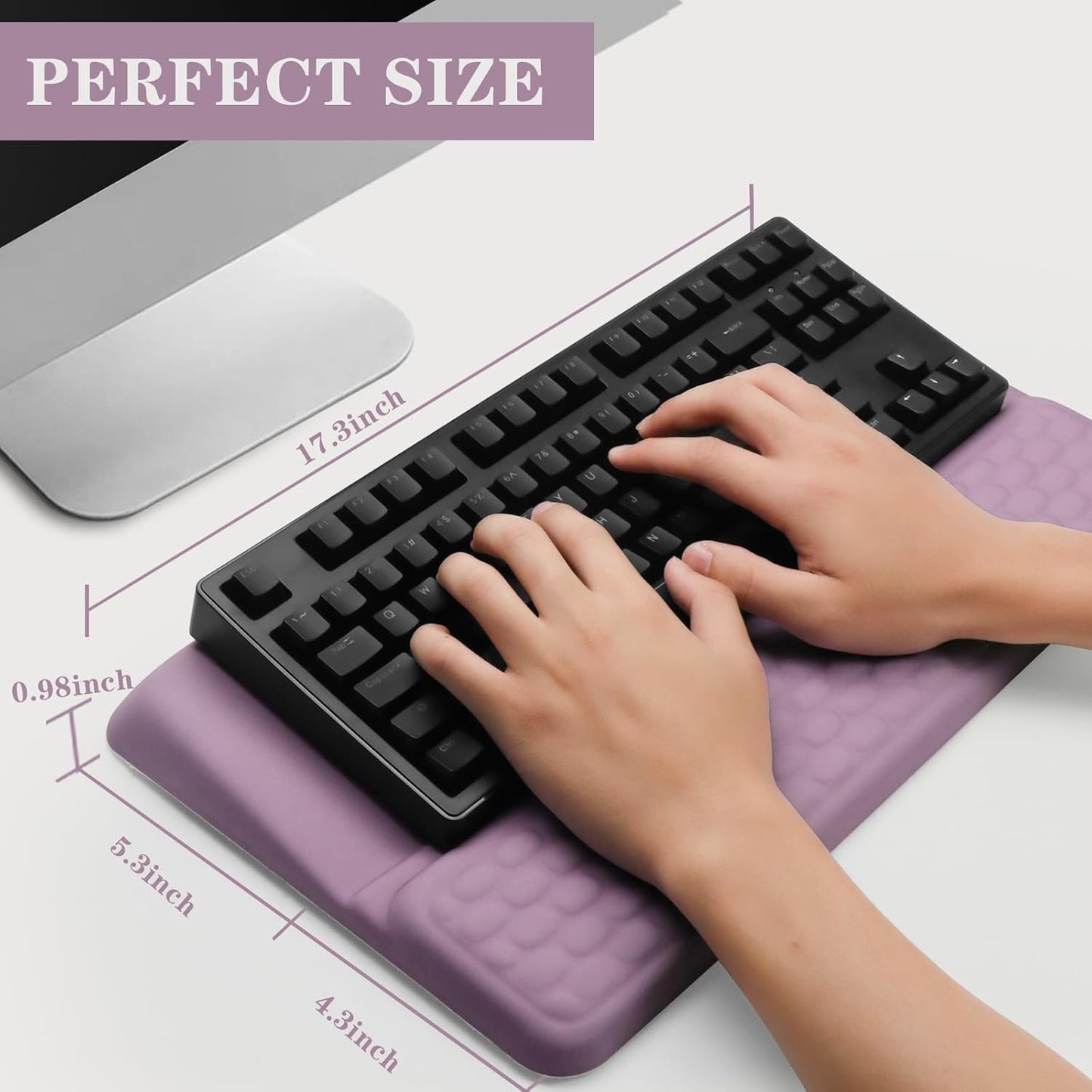 Computer Keyboard Stand Pad with Wrist Rest, Ergonomic Comfy Tilted Keyboard Stand Riser Holder Pad for Office Home (Purple)
