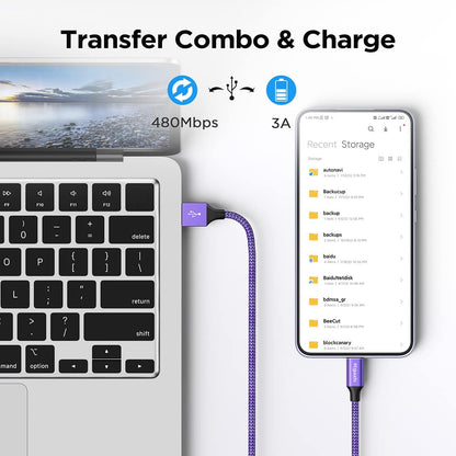 etguuds 6ft USB A to USB C Cable 3A Fast Charging, 2-Pack USB A to USB Type C Charger Cord for iPhone 16 15 Pro/Pro Max/Plus, for Samsung Galaxy S24 S23 S22 S21 S20 S10 A55 A54 Flip Note, Moto, Purple