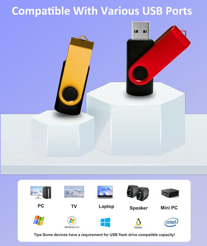 4GB USB Flash Drive 10 Pack, Nicepicten USB 2.0 Thumb Drives Zip Drive USB 4GB Memory Stick Swivel Pendrive Jump Drives Multipack with 10PCS Lanyard for Events Office (Colorful 10Pack 4 GB)