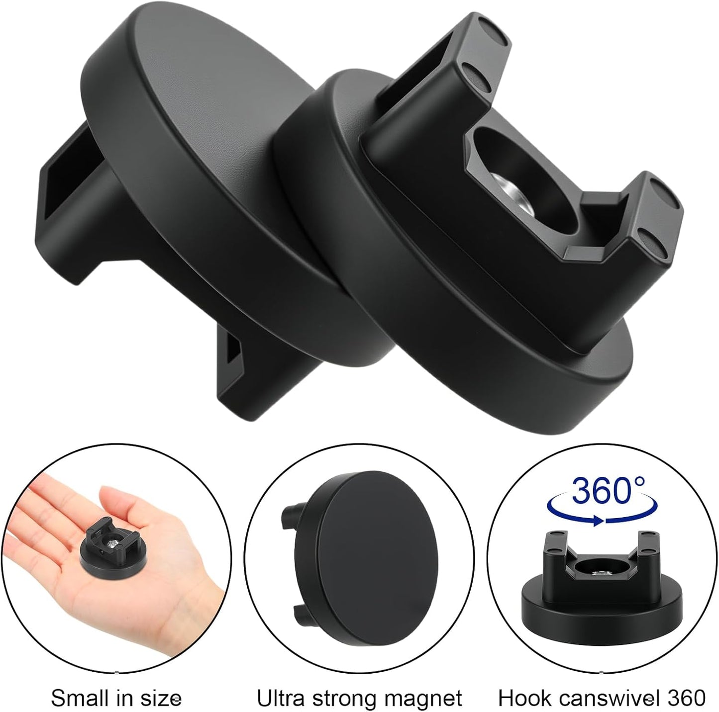 Yookeer 20 Pcs Magnetic Zip Tie Mount Base Black Magnetic Cable Clips Wire Holder Multipurpose Cable Ties Management Base Electrical Supplies for Wire (31 mm)