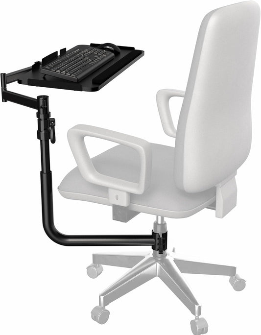 VIVO Office Chair Mounted 26 x 12 Inch Keyboard and Mouse Tray, Ergonomic Tilt, Full Motion 360 Degree Rotation, Black, MOUNT-KB18CP