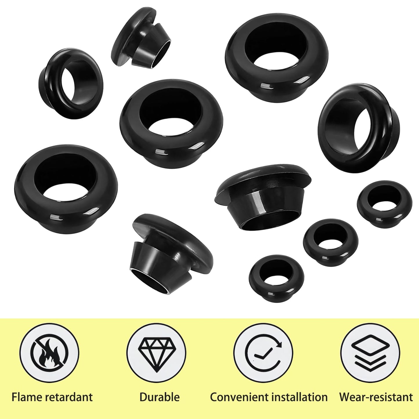 Qrity 20 PCS Rubber Grommets Cable Railing, Car Grommet, Cable Railing Protective Sleeves for Metal Posts, ID 6mm Mount Dia 8mm