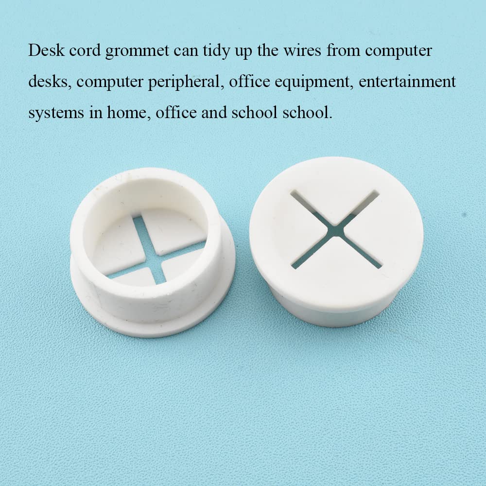 HAHIYO 4Pcs 1Inch/25mm White Flexible Rubber Desk Grommet Wire Grommet Cable Management Cord Hole Cover Desk Wire Hole Insert Wire Organizer for Computer Office Home School Equipment Systems