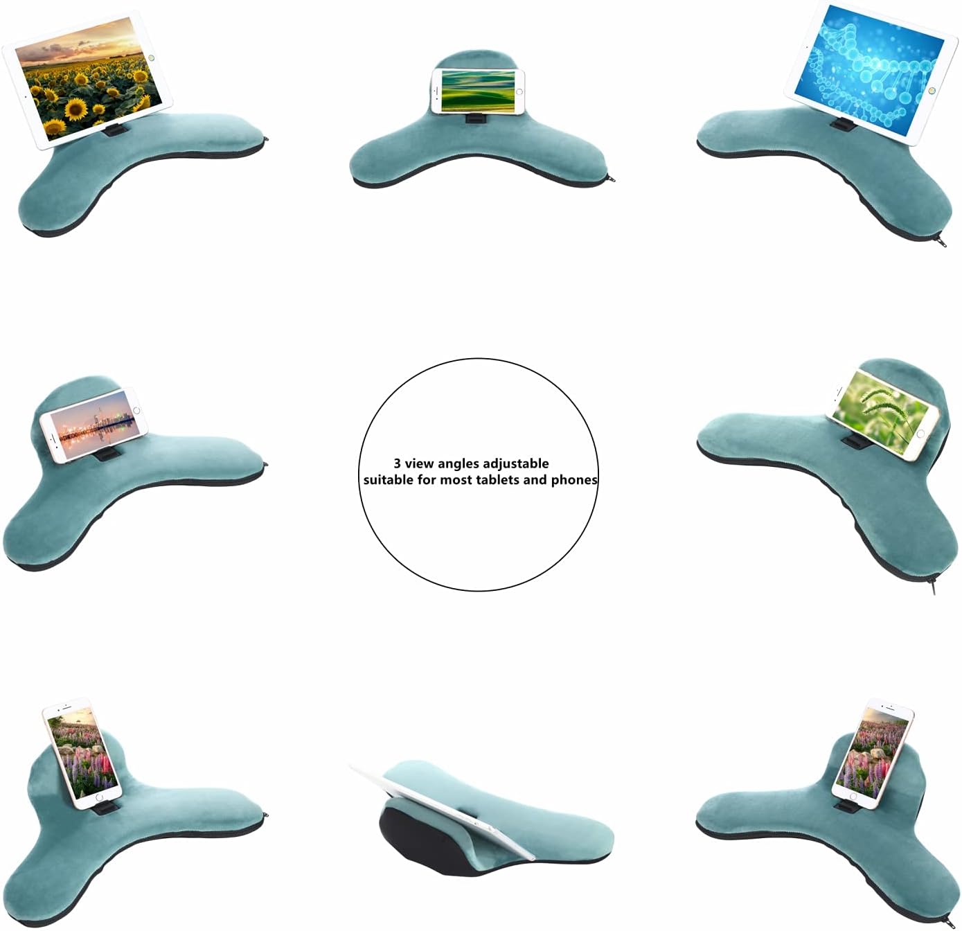 Phone Wrist Support/Soft Pillow Stand/2021 New Multi-Angle Tablet Stand/Phone Holder/Pillow Lap Pad Stand,for Ipad,Phones,Tablets, Ereaders,Books(Malachite-Green)