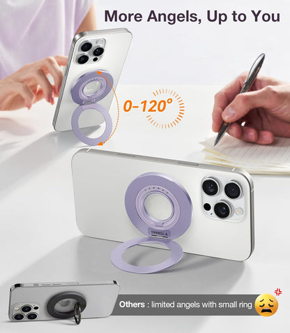 TORRAS 2025 Upgrade [Dual-Ring] Fit for MagSafe Phone Grip Ring Holder [Dual-Ring] Compatible with MagSafe Kickstand Magnetic for iPhone 16/15/14/13/12/11 Samsung, Google Accessories, Purple