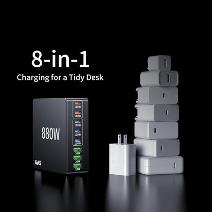 880W USB C Charger Block Charging Station 8 Port Fast GaN Chager 140W 160W PD PPS HUB for Laptop MacBook Charger Compatible with MacBook Pro/Air/All iPad iPhone 17/16/15/14/13/Pro Max/Galaxy Note