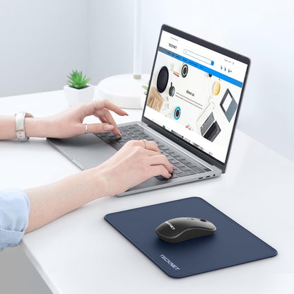 TECKNET Mouse Pad with Anti-fray Stitchin, Waterproof Surface & Non-Slip Rubber Base with Stitched Edges Gaming Mouse Mat for Laptop，Compatible with Laser and Optical Mice