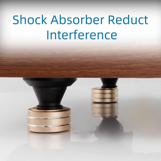 Monosaudio 4Pcs Audio Isolation Feet Turntable Feet 40x20mm Turntable Isolation Pad Replacement with Non-Slip Rubber Ring/3M Adhesives/M4 Screw for Speakers,Subwoofers,Amplifier,Turntable（Rose Gold）