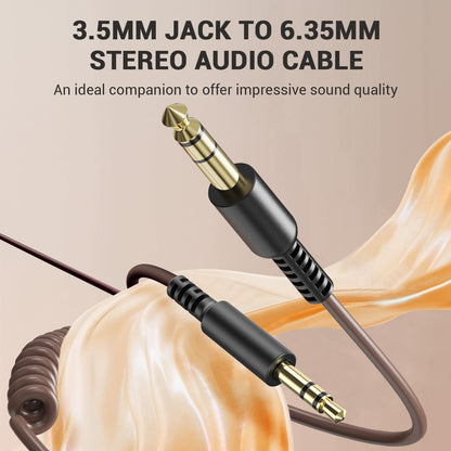 OneOdio 6.35mm to 3.5mm 6.6-9.8FT Stereo Adapter Cable Compatible with AMPs, Electronic Keyboards, Mixers, Guitars and Pro10/Pro30/Pro50 Headphones of OneOdio-Brown
