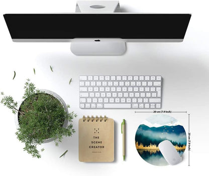Mouse Pad, Round Personalized Computer Mouse Pads with Abstract Mountain Design, Washable Mouse Mat with Lycra Cloth, Gaming Office Home Non-Slip Rubber Base Mousepad