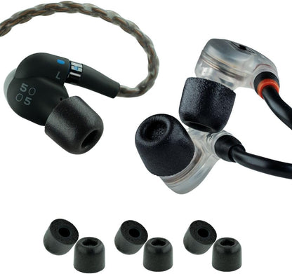 Comply 500 Core Series | Memory Foam Replacement IEM Ear Tips for KZ, Moondrop, FiiO Sennheiser & More | Superior Noise Isolation, Ultimate Comfort, Secure Fit | Oval, Black, Medium (3 Pairs)