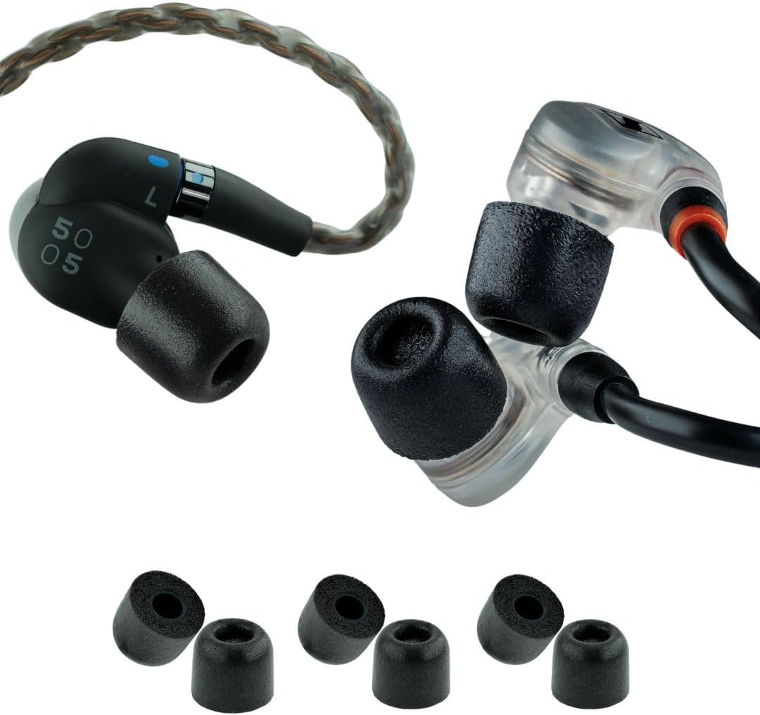 Comply 500 Core Series | Memory Foam Replacement IEM Ear Tips for KZ, Moondrop, FiiO Sennheiser & More | Superior Noise Isolation, Ultimate Comfort, Secure Fit | Oval, Black, Small (3 Pairs)