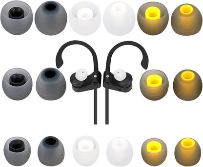 Earbud Tips Ear Bud Tips Soft Anti Slip Washable and Reusable Silicone Replacement Earbud Tips Fit Most in-Ear Earbuds(Inner Hole 3.8mm -5.1mm) 18pcs S M L