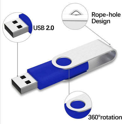 KEXIN Flash Drive 50 Pcs 32GB USB Flash Drive Thumb Drive USB 3.0 Swivel Jump Drive with LED Indicator - Blue