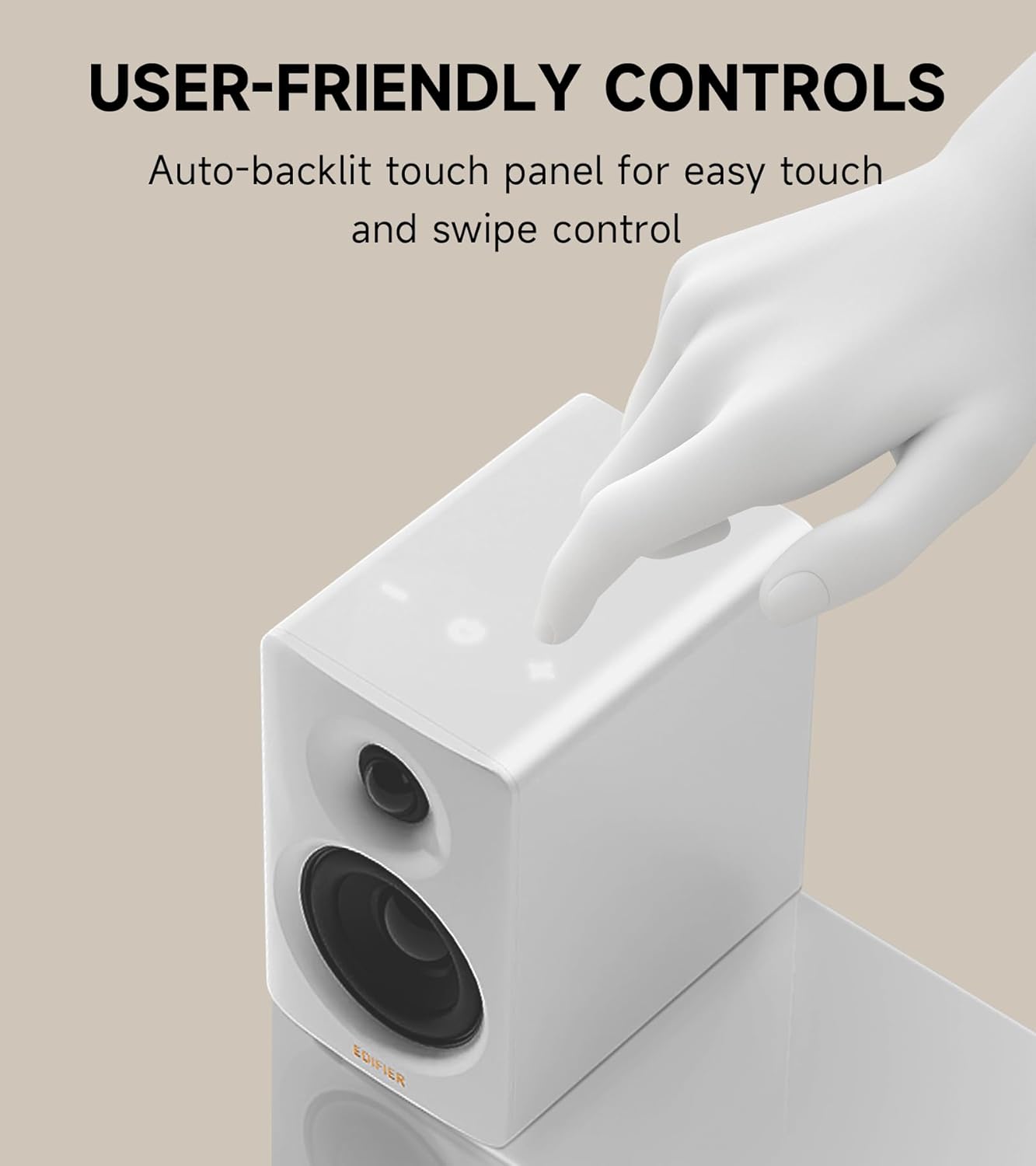 Edifier M60 Multimedia Speaker Bluetooth 5.3, 66W RMS, Hi-Res Audio & Hi-Res Wireless Audio, LDAC,3" Mid Bass & 1" Tweeter, USB-C & Aux Inputs, Compact Desktop Speaker - White