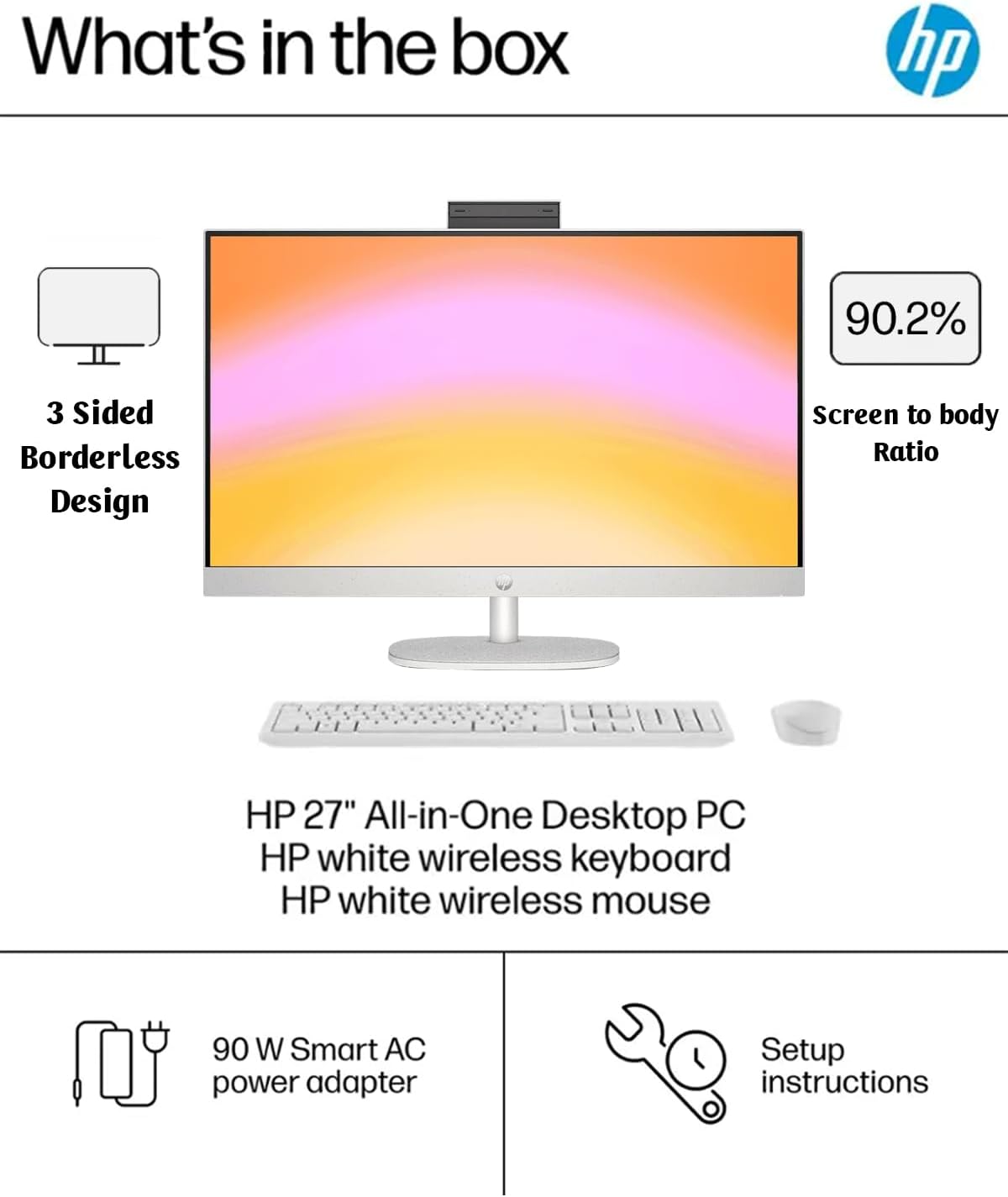 HP All-in-One Desktop - 27'' FHD Touchscreen Computer, Windows 11 Pro, Intel 12-core Ultra 7 155U(Beats i7-1355U), Wi-Fi 6, Bluetooth, Adjustable Height, Anti-Glare (32GB RAM | 2TB SSD)