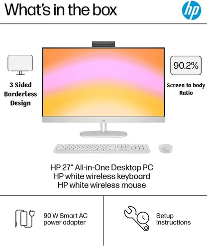 HP All-in-One Desktop - 27'' FHD Touchscreen Computer, Windows 11 Pro, Intel 12-core Ultra 7 155U(Beats i7-1355U), Wi-Fi 6, Bluetooth, Adjustable Height, Anti-Glare (32GB RAM | 1TB SSD)