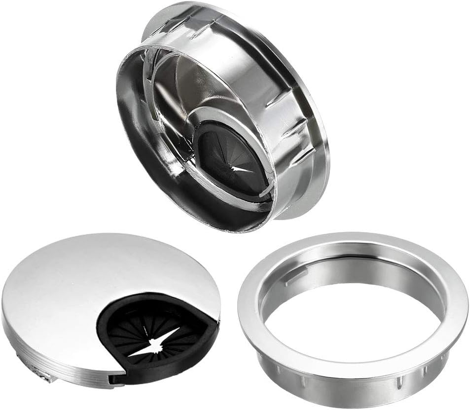 uxcell Cable Hole Cover, 2Inch/50mm Zinc Alloy Desk Wire Cord Cable Grommets Hole Cover for Office PC Desk Cable Cord Organizer, 4Pcs Bright Silver