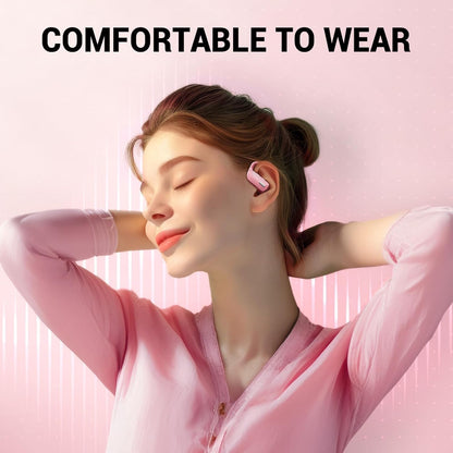 OCC Wireless Ear Hook Sport Earbuds, Bluetooth Headphones with Mic, IPX5 Waterproof, 80H Playtime Earphones, Pink