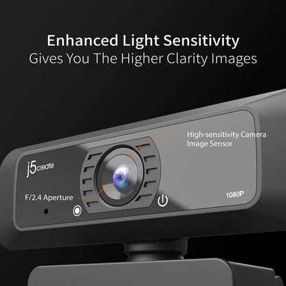 j5create USB Streaming Webcam - 1080P HD with 360° Rotation, High Fidelity Microphone, Plug and Play for PC/Mac/Laptop/Desktop/Skype/YouTube/Zoom/Facetime, Suitable for Conferencing/Calling (JVCU100)