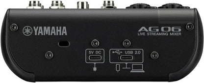 Yamaha AG06MK2 Black 6-Channel Live Streaming Loopback Mixer/USB Interface with Steinberg Software Suite