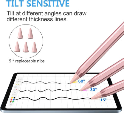 Stylus Pen for iPad 2018-2023 with Palm Rejection, Active Pencil for iPads 10th/9th/8th/7th/6th, for iPad Pro 11/12.9 inch, for iPad Air 5th/4th/3th Gen, for iPad mini 6th/5th Gen (Rose Gold)