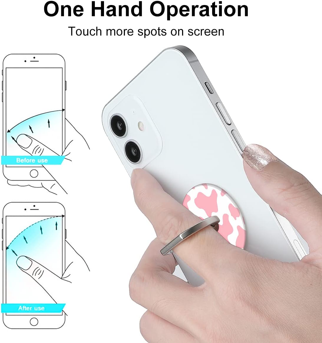 Bonoma Phone Ring Holder, 3 Pack Universal Finger Ring Stand Grip Kickstand Ring for All Smartphones (Cow)