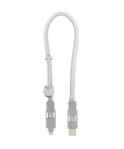Rolling Square inCharge XL 30cm - USB C Charger Cable, Lightning for Smartphone, Universal 6 in 1, USB Plug, Glacier White, 100W