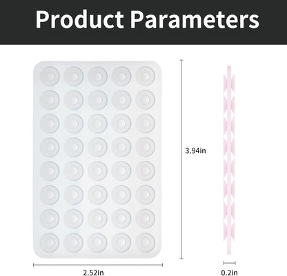2 Pack Silicone Double-Sided Suction Grip – 40 Cups per Side, Strong Hold for iPhone, Galaxy, Pixel, Android – Hands-Free for Selfies & Videos (Clear)