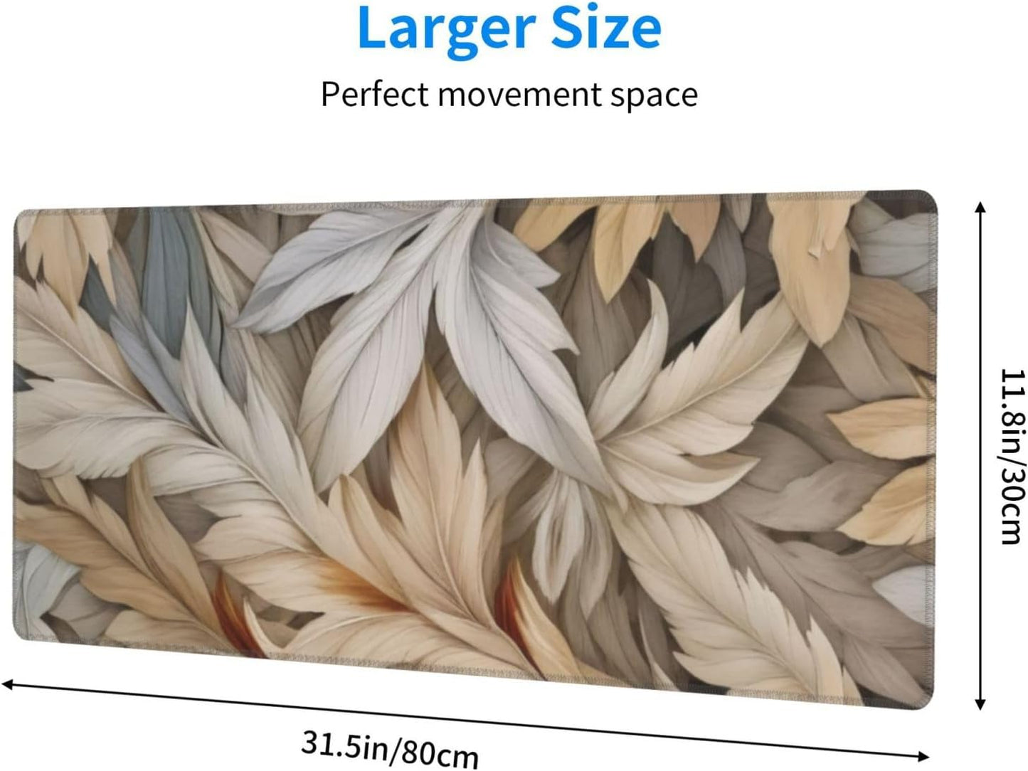 Gaming Mouse Pad, Large Non-Slip Rubber Base Mousepad, Keyboard Mouse Mat, Desk Pad with Stitched Edges, 31.5x11.8inch, Autumn Leaves