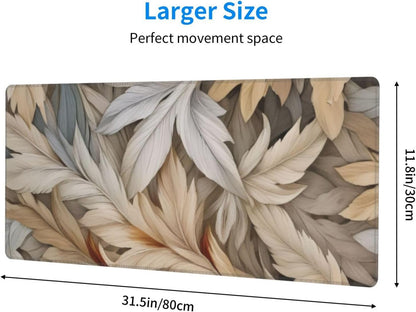 Gaming Mouse Pad, Large Non-Slip Rubber Base Mousepad, Keyboard Mouse Mat, Desk Pad with Stitched Edges, 31.5x11.8inch, Autumn Leaves