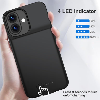 GIN FOXI Battery Case for iPhone 17, Charging Case Charger 8500mAh Ultra-Slim Lightweight Powerful Battery Pack 15W Fast Rechargeable Anti-Fall TPU Juice Box for iPhone 17 (6.3") Black