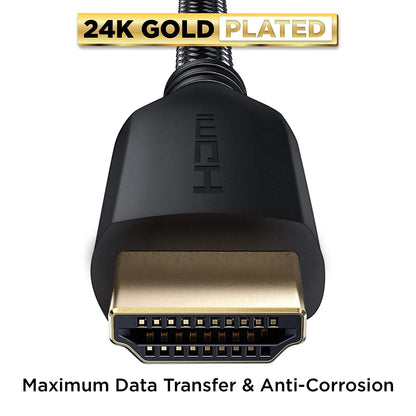 PowerBear 4K HDMI Cable 15 ft | High Speed Hdmi Cables, Braided Nylon & Gold Connectors, 4K @ 60Hz, Ultra HD, 2K, 1080P, ARC & CL3 Rated | for Laptop, Monitor, PS5, PS4, Xbox One, Fire TV, & More