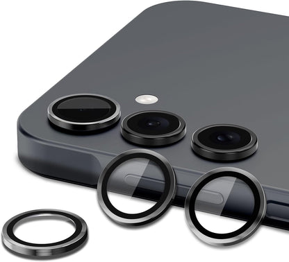 for Samsung Galaxy A16 Camera Lens Protector, Individual Metal Ring Tempered Glass Lens Cover, [Strong Adsorption] Scratch Resistant Ultra-Thin HD Clear Lens Cover, 1 Set-Black