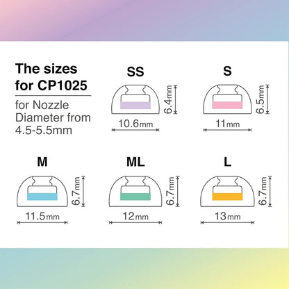 SpinFit CP1025- L/ML- Medical Grade Silicone Patented Ear Tips, Secure Fit and Supreme Comfort Fits MTW3, Galaxy Buds 2, Soundcore Space A40 & More (2 Pairs) (for Nozzle Diameter from 4-5.5mm)