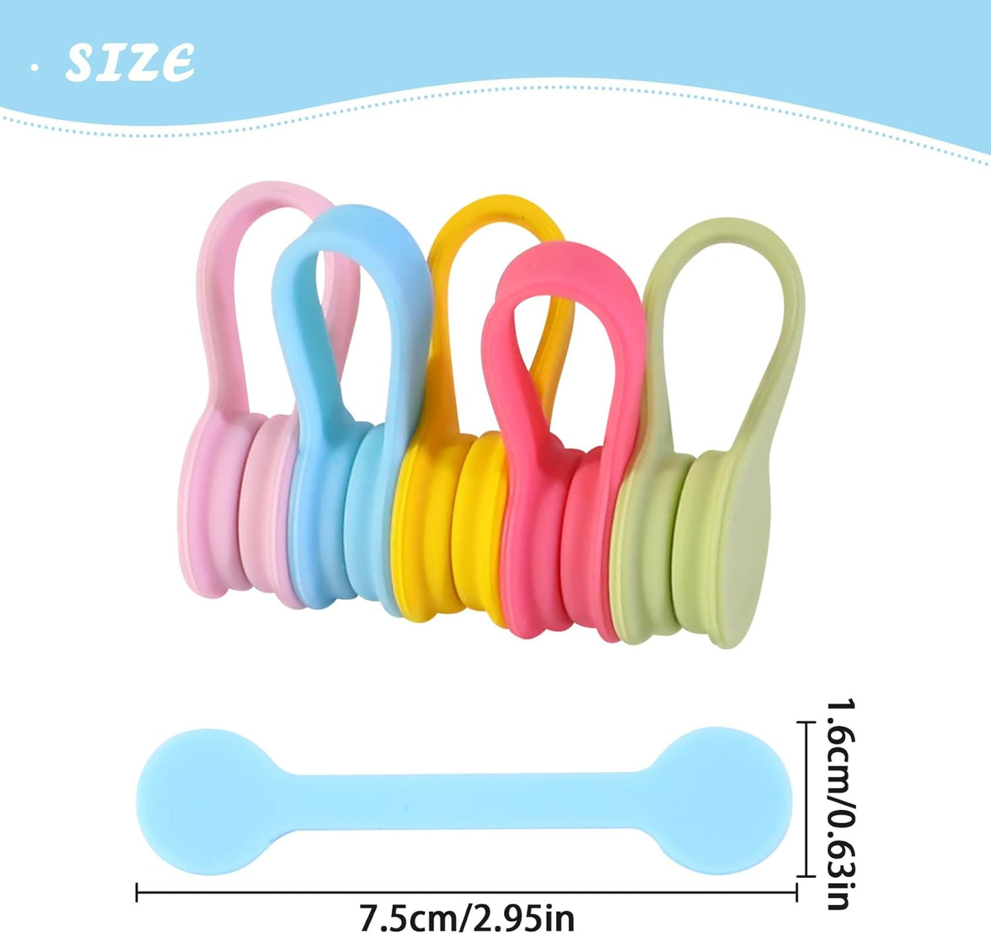 Viaky Magnetic Twist Ties 6-Pack, Multicolor Cable Clips Cord Organizers, Reusable Magnet Wrap Straps For Earphones, USB Cables, Bookmarks, Keychains – Macaron Colors