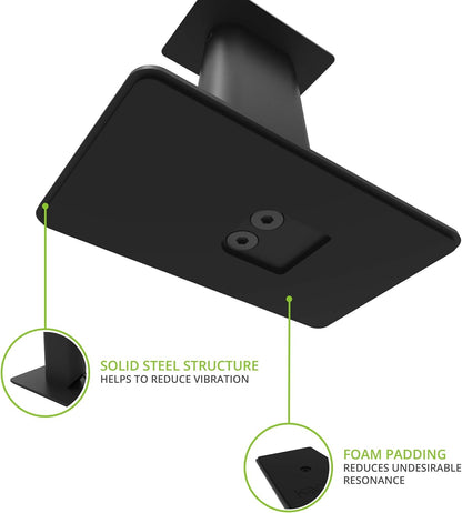 Kanto SP9 Rising Desktop Speaker Stands for Small/Medium Bookshelf Speakers & Compact/Mid-Size 2”-4” Studio Monitors | 8.3" Tall | Black | Pair