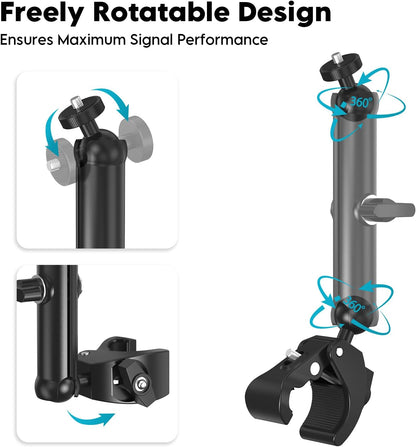 XLTTYWL 2025 Starlink Mini Pole Mount Kit, Aluminum Mini Starlink Tripod Adapter with 1/4"-20 & 3/8"-16 Thread and Adjustable Clamp Bracket for Star Link Mini Dishy RV, Camper, Roof Rack, Balcony