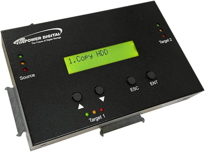 Vinpower 1 to 2 SATA 2.5" & 3.5" Hard Disk Drive/Solid State Drive (HDD/SSD) Clone Duplicator and DOD Level Eraser