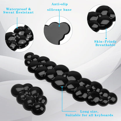 Gel Cloud Keyboard and Mouse Wrist Rest, Cute Wrist Support and Arm Support Keyboard Rest for Keyboard and Mouse Typing Pain Relief，Suitable for Office/Computer/Laptop/Gaming (Transparent Black)