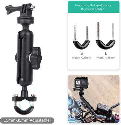360° Rotating Sports Camera Bracket,Motorcycle Mount for Go Pro Hero10/9/8/max/7/6/5/4 Action Camera Moto Bike Handlebar Mount,U-Shaped Handlebar Bracket (U- Handlebars)
