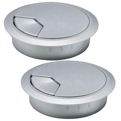 2 Pcs Desk Grommet 3-1/8" / 80 mm, Desk Cord Hole Cover, Cable Grommet ABS Plastic, Desk Hole Grommet for Home & Office Pc, Detachable Adjustable Cable Cord Organizer-Silvery