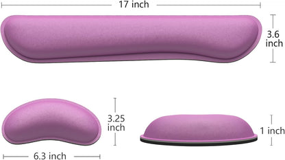 Dapesuom Enlarge Keyboard Wrist Rest, Memory Foam Wrist Cushion for Desk Mats Support, Cute Typing Pain Relief Keyboard Mouse Pad Rests Set with Non-Slip Base for Gaming Laptop Office, Radiant Orchid